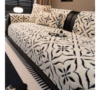 Housse de Canapé d'angle en Peluche Imperméable - Anti-Dérapante et Résistante aux Animaux, Housse Ultra Douce et Moelleuse pour Canapés en L de 1 à 4 Places Black 90 * 70cm/35.43 * 27.56in