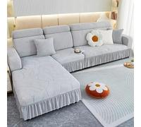 Housse de Canapé d'angle Extensible Jacquard Feuilles, Respirante Couvre Canape Tout Compris 1 2 3 4 5 Places, Housse de Protection Antidérapant Lavable(Dark Gray,4 Seater (235-300cm))