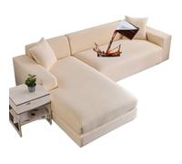 Housse de canapé d'angle imperméable et extensible pour canapé sectionnel et canapé en forme de L pour animal domestique et enfant (beige, 2 + 4 places)