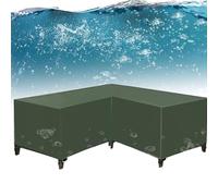 Housse de canapé d'angle robuste et imperméable en forme de L en tissu Oxford durable avec grille d'aération pour meubles de jardin 270 x 270 x 90 cm