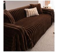 Housse de canapé d'angle universelle en fausse fourrure de lapin, antidérapante, résistante aux taches, lavable en machine, magnétique (marron, 180 x 230 cm)