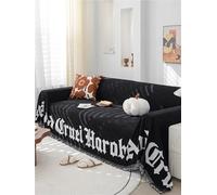 Housse de canapé de couleur unie Ins Style, housse de canapé bohème, housse de protection complète nordique moderne, résistante aux rayures de chat et ajustement universel.(Black,180*230cm/71x91in)