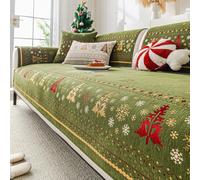 Housse de canapé de décoration de Noël pour canapé 2, 3, 4 Places, Housse de canapé en Chenille Super Douce, protège-Meubles Lavable et antidérapante Green 70x150cm/28x59in