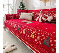 Housse de canapé de décoration de Noël pour canapé 2, 3, 4 Places, Housse de canapé en Chenille Super Douce, protège-Meubles Lavable et antidérapante Red 70x150cm/28x59in