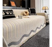 Housse de canapé de luxe en chenille rayée 3 places, toutes saisons | Grande housse de canapé d'angle lavable en forme de L pour animaux de compagnie, housse de protection décorative pour meubles