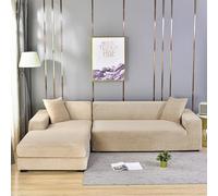 Housse de canapé de luxe en velours extensible, anti-glissement, en peluche, avec chaise longue droite pour 3 places (185-230 cm), facile d'entretien et design élégant