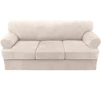 Housse de canapé de luxe en velours - Protection de canapé en peluche ultra douce avec housses de coussin séparées extensibles lavables et respectueuses des animaux domestiques qui ne perdent pas