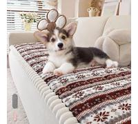 Housse de canapé de Noël antidérapante pour animaux de compagnie - Épaisse, résistante aux rayures, lavable en machine, marron, 70 x 210 cm - Décoration de vacances idéale pour chiens et chats