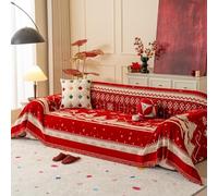 Housse de canapé de Noël pour Chiens, Housses de canapés réversible pour Animaux, Housse de Coussin en Chenille Lavable, Couverture de canapés Douce avec Pompons 180 * 180cm