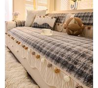 Housse De Canapé Décorative Avec Bordure à Pompons - Housse En Velours Doux à Franges, Antidérapante, Peluche Chaude Pour Sectionnel, Causeuse - Lavable En Machine, Décoration A 70*150cm/27.6*59.1in