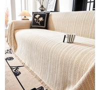 Housse de canapé double face en chenille à chevrons, housse en forme de L, couverture de canapé réversible, imperméable pour tapis de jeu et tapis de chambre (beige, 180 x 280 cm / 70,8 x 110,2 pouce