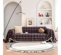Housse De Canapé Douce à Carreaux De Noël, étirable, Imperméable, Antidérapante pour Animaux, Adaptée à Tous Les Canapés 180 * 140 Cm Navy-Blue-Check 180 * 180cm/70.87 * 70.87in