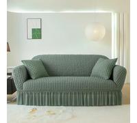 Housse de canapé élastique 1/2/3/4 places avec jupe, antidérapante, douce et durable, ajustement universel lavable (taille : 3 places, 190230 cm, couleur : blanc)