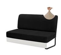 Housse de Canapé Élastique 3 Places, Housse Clic Clac 125x185cm Extensible, Housse de Coussin de Siège pour Camping-Car Caravane Banquette, Protection Canapé Lavable(Black,100-127cm)