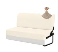 Housse de Canapé Élastique 3 Places, Housse Clic Clac 125x185cm Extensible, Housse de Coussin de Siège pour Camping-Car Caravane Banquette, Protection Canapé Lavable(Beige,125-185cm)