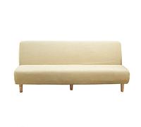 Housse de canapé élastique en tartan pour canapé 2 ou 3 places, housse de canapé extensible pour canapé sans accoudoirs, beige (taille S : 120 155 cm)