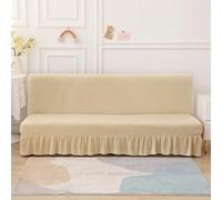 Housse de canapé élastique extensible avec volants 1/2/3 places Housse de protection anti-chat pour canapé-lit (150 x 190 cm, beige) Améliorez la décoration de votre salon