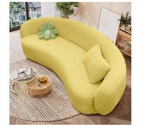 Housse de canapé élastique extensible incurvée en fil à bulles 3D lavable en machine pour canapés de taille moyenne de 145185 cm, couleur jaunâtre douce, durable et élégante