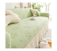 Housse de canapé élastique extensible pour 1/2/3/4/5/6 places avec dentelle volantée Motif floral Couverture complète lavable Protection de meubles (Vert pour 5 places 305360 cm)