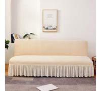 Housse de canapé élastique extensible sans accoudoirs - Couleur unie et douce avec volants - Lavable en machine - Convient aux animaux domestiques de 190 à 210 cm (#6)