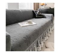 Housse de canapé élastique pour 1/2/3/4/5/6 places avec dentelle volantée Motif floral Couverture complète lavable Protection de meubles Gris foncé 2 places 145185 cm