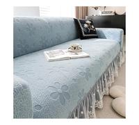 Housse de canapé élastique pour 1/2/3/4/5/6 places avec dentelle volantée Motif floral Couverture complète lavable Protection de meubles Bleu 6 places 365420 cm