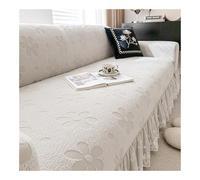 Housse de canapé élastique pour 1/2/3/4/5/6 places - Housse extensible à motif floral gris clair avec jupe à volants - Couverture complète lavable pour canapés de 145185 cm