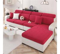 Housse de canapé élastique pour toutes les saisons - Couverture complète - Pour canapé combiné - Bordeaux - Quadruple taille (65-85 cm x 165-200 cm x 5-20 cm)