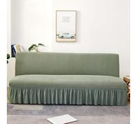 Housse de canapé élastique sans accoudoirs, douce, extensible, de couleur unie avec volants, lavable en machine, protection de meubles adaptée aux animaux domestiques (190-210 cm, #10)