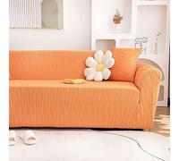 Housse de canapé élastique universelle extensible avec accoudoirs et antidérapante pour animaux de compagnie - Convient aux canapés de 190 à 230 cm - Couleur orange - Protection durable pour meubles.
