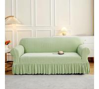 Housse de canapé en chenille avec jupe à volants, housse de canapé de couleur unie, très extensible, lavable, pour chaise, causeuse, canapé sectionnel (01 3 places (190 x 230 cm)