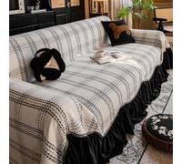 Housse de canapé en Chenille avec Jupe, Housse élastique Extensible Haut de Gamme pour canapé, Conception en Une Seule pièce, Protection pour Toutes Saisons pour modu White 180X380cm/70.87X149.61Inch