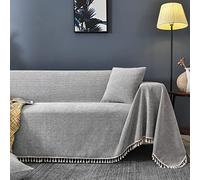 Housse de canapé en chenille épaisse - Anti-rayures de chats - Couverture complète pour canapé d'angle 1 place - Couverture décorative pour salon (180 x 150 cm, gris clair)