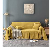 Housse de canapé en chenille épaisse pour canapé 2 places - Multifonctionnel - Décoration élégante du salon - Jaune (200 x 260 cm)