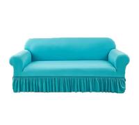 Housse de canapé en chenille extensible avec jupe élastique à volants, lavable, housse de protection de meubles pour canapé 4 places, douce et durable, ajustement universel, décoration d'intérieur
