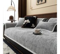 Housse de canapé en Chenille, Housse légère et Lavable pour canapé d'angle 1, 2, 3 ou 4 Places, Protection décorative Toutes Saisons, Grise, 70 x 120