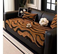 Housse de canapé en Chenille, protège-canapé à Rayures Tendance, antidérapant, Anti-Rayures, Lavable, Protection pour Meubles Toutes Saisons, pour canapés d'angle et modulables, Couleur café