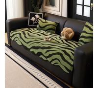 Housse de canapé en Chenille, protège-canapé à Rayures Tendance, antidérapant, Anti-Rayures, Lavable, Protection pour Meubles Toutes Saisons, pour canapés d'angle et modulables, Vert, compat