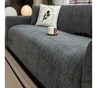 Housse de canapé en chenille souple - Très élastique - Résistante aux rayures - Housse de canapé pour animaux domestiques - Lavable toutes saisons - Pour canapé 2/3/4 places (Gris, 1 place (90-140 cm)