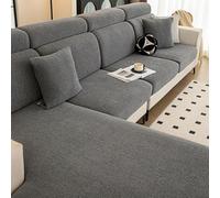 Housse de Canapé en Coton et Lin, Housse de Canapé 1 2 3 4 Places, Nouveau jeté de canape Universel antidérapant, Lavable, résistante,Dark Gray,Headrest S