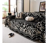 Housse de canapé en Dentelle à Franges Lavable Machine Velours Couverture Canapé Design Peinture l'encre Abstraite Réversible D 180 * 260cm