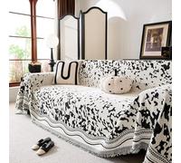 Housse de canapé en Dentelle à Franges Lavable Machine Velours Couverture Canapé Design Peinture l'encre Abstraite Réversible C 180 * 300cm