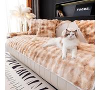 Housse de canapé en fausse fourrure de lapin pour canapé à 3 coussins, adaptée aux animaux domestiques, antidérapante, lavable, teinture par nœuds pour chiens, protection de meubles douce et amusante