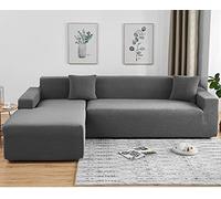 Housse de canapé en Forme de L très Extensible - Protecteur de canapé antidérapant Marron, 3 + 4 Places(Light Grey,3 Seater(190-230cm))