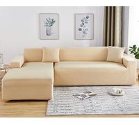 Housse de canapé en Forme de L très Extensible - Protecteur de canapé antidérapant Marron, 3 + 4 Places(Yellow,4 Seater(235-300cm))