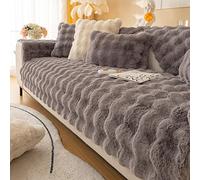 Housse de Canapé en Peluche 1/2/3/4 Places Couvre-canapé en Forme de L épaissie Super Douce Housse de Canapé Protecteur antidérapantes lavables (Color : Grey, Size : 110 * 240CM)