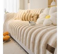 Housse de canapé en Peluche 1/2/3/4 Places en Forme de L Couvre Canapé Protege Housse de Canapé Universelle Antidérapante en Fausse Fourrure Protection de canapés pour Assise(Beige,90 * 90cm)