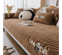 Housse de canapé en Peluche, Couvre-canapé en L antidérapant pour Animaux Marrant et Duveteux, Motif Panda Mignon, Protecteur de mobilier Chaud et Luxueux Brown 70x210cm/27.56x82.68in