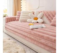 Housse de canapé en peluche douce 1, 2, 3, 4 places - Antidérapante - Pour canapé d'angle en forme de L, canapé d'angle en forme de U, canapé sectionnel - Rose A - 90 x 70 cm