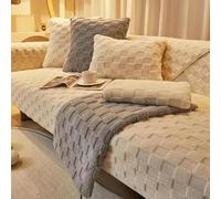 Housse de canapé en peluche douce, antidérapante et lavable, adaptée aux animaux domestiques pour canapé 1 à 3 places Crème 110 x 110 cm - Solution parfaite pour décoration d'intérieur